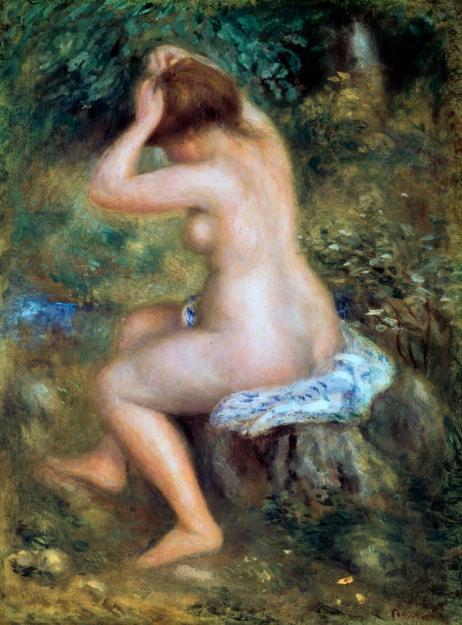 En bader, 1885-1890 av Pierre Auguste Renoir