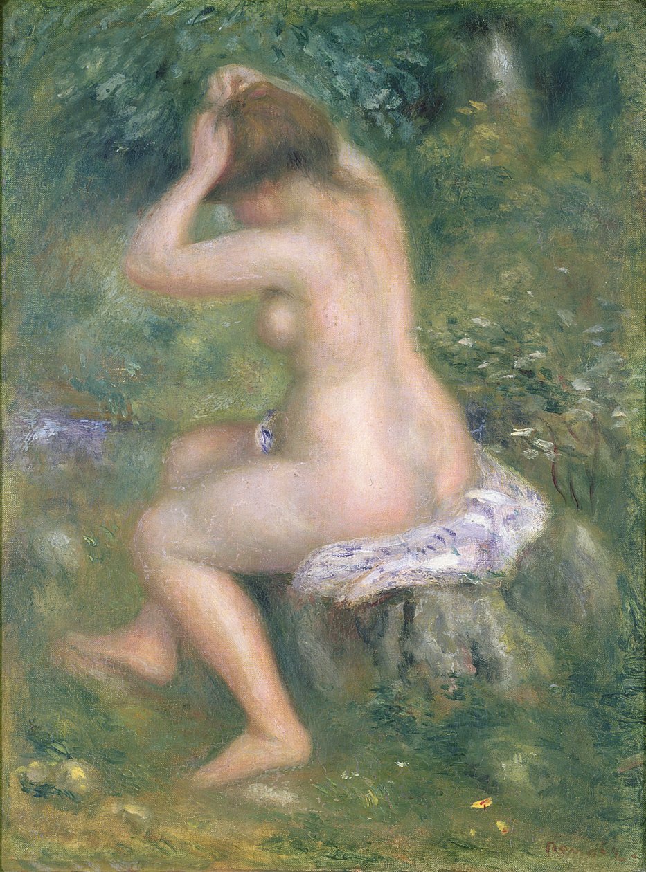 A Bather, ca. 1885-90 (olje på lerret) av Pierre Auguste Renoir