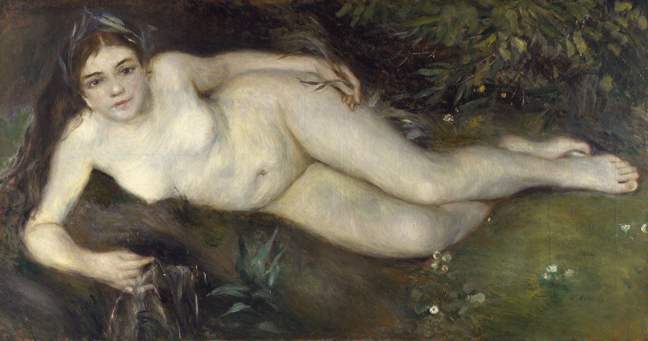 En nymfe ved en bekk, 1869-1870 av Pierre Auguste Renoir