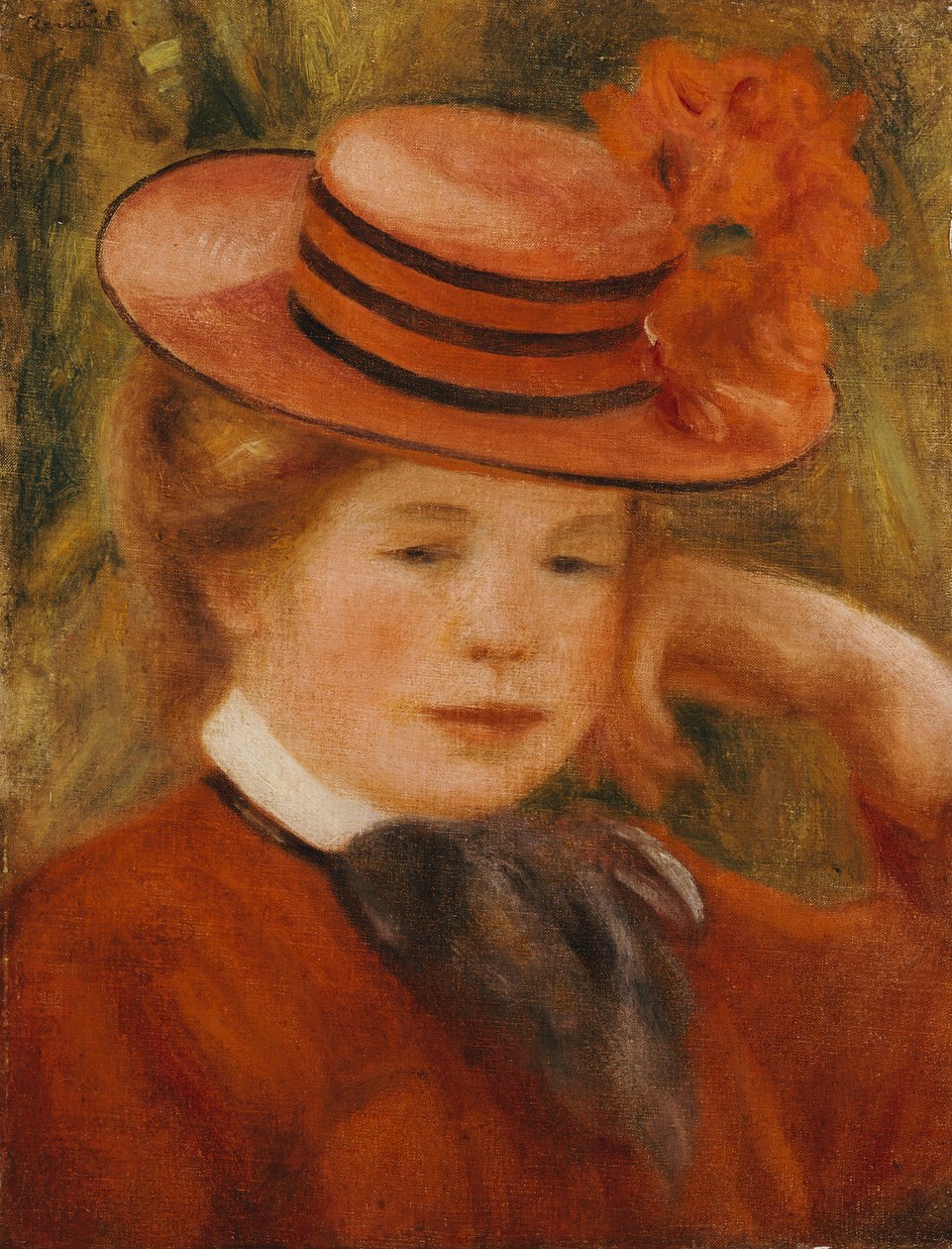 En ung jente med en rød hatt, 1899 av Pierre Auguste Renoir