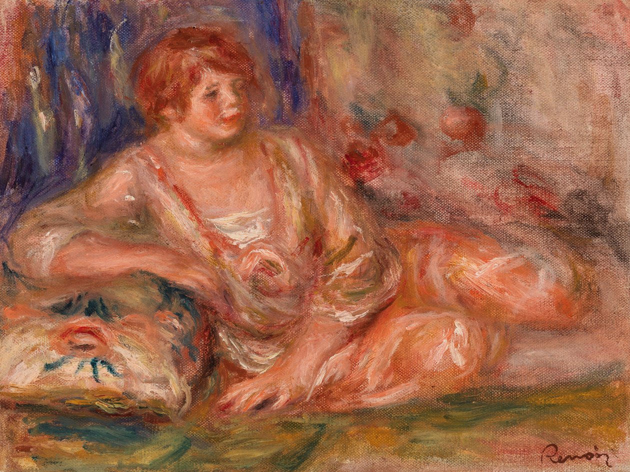 Andrée i rosa, liggende av Pierre Auguste Renoir