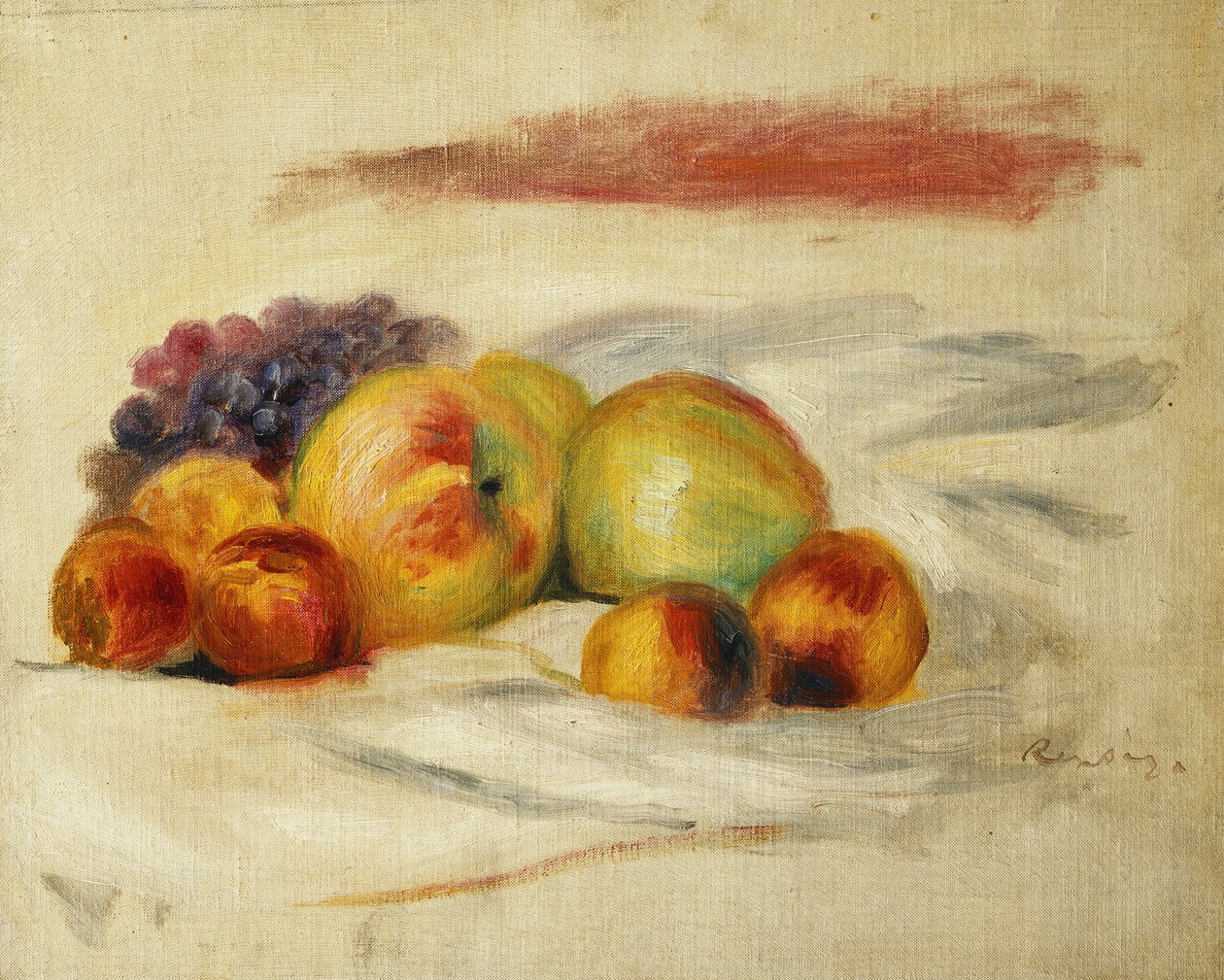 epler og druer; Epler og druer, c. 1910 av Pierre Auguste Renoir