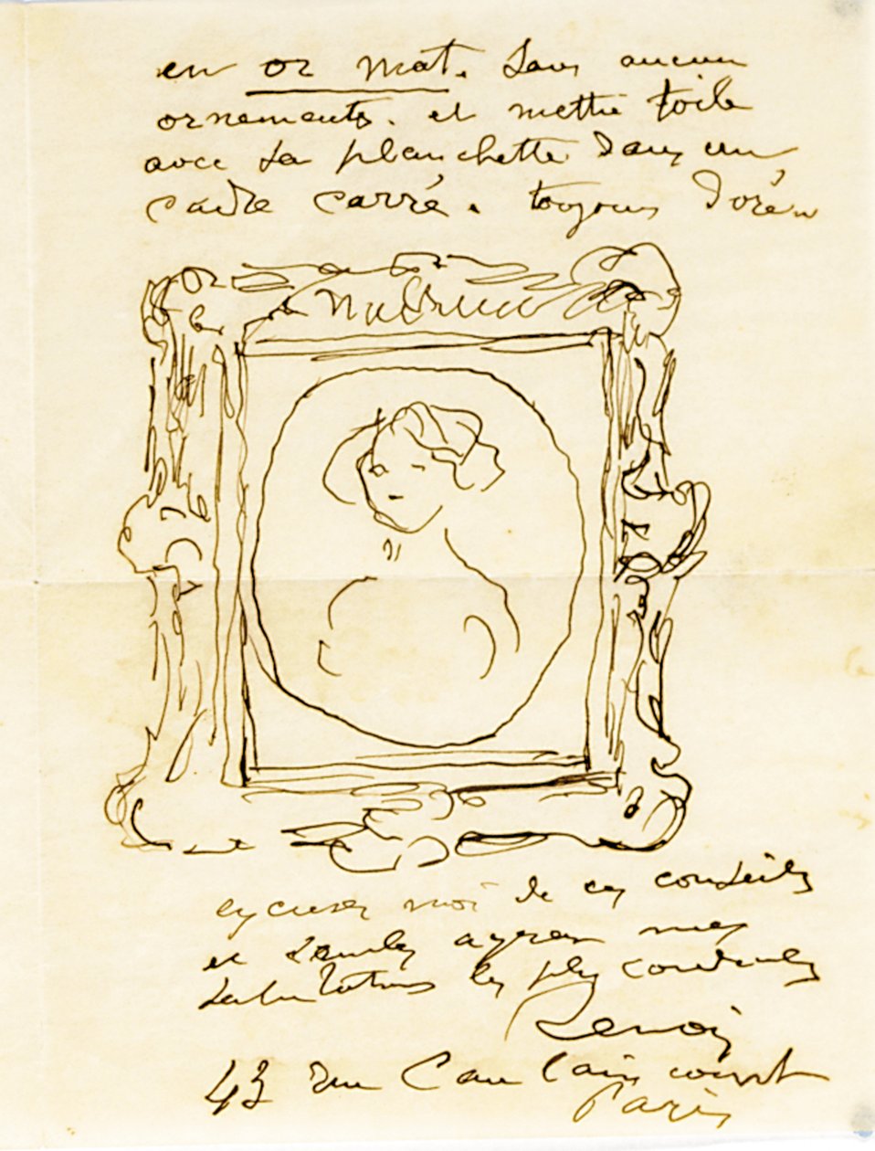 Autografbrev signert til Dr. Fritz Thurneyssen, Paris og Les Collettes, 24. juni 1908 av Pierre Auguste Renoir