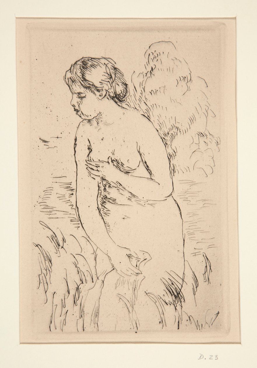 Baigneuse debut, ? mi-jambes (stående bader, ned til knærne) av Pierre Auguste Renoir