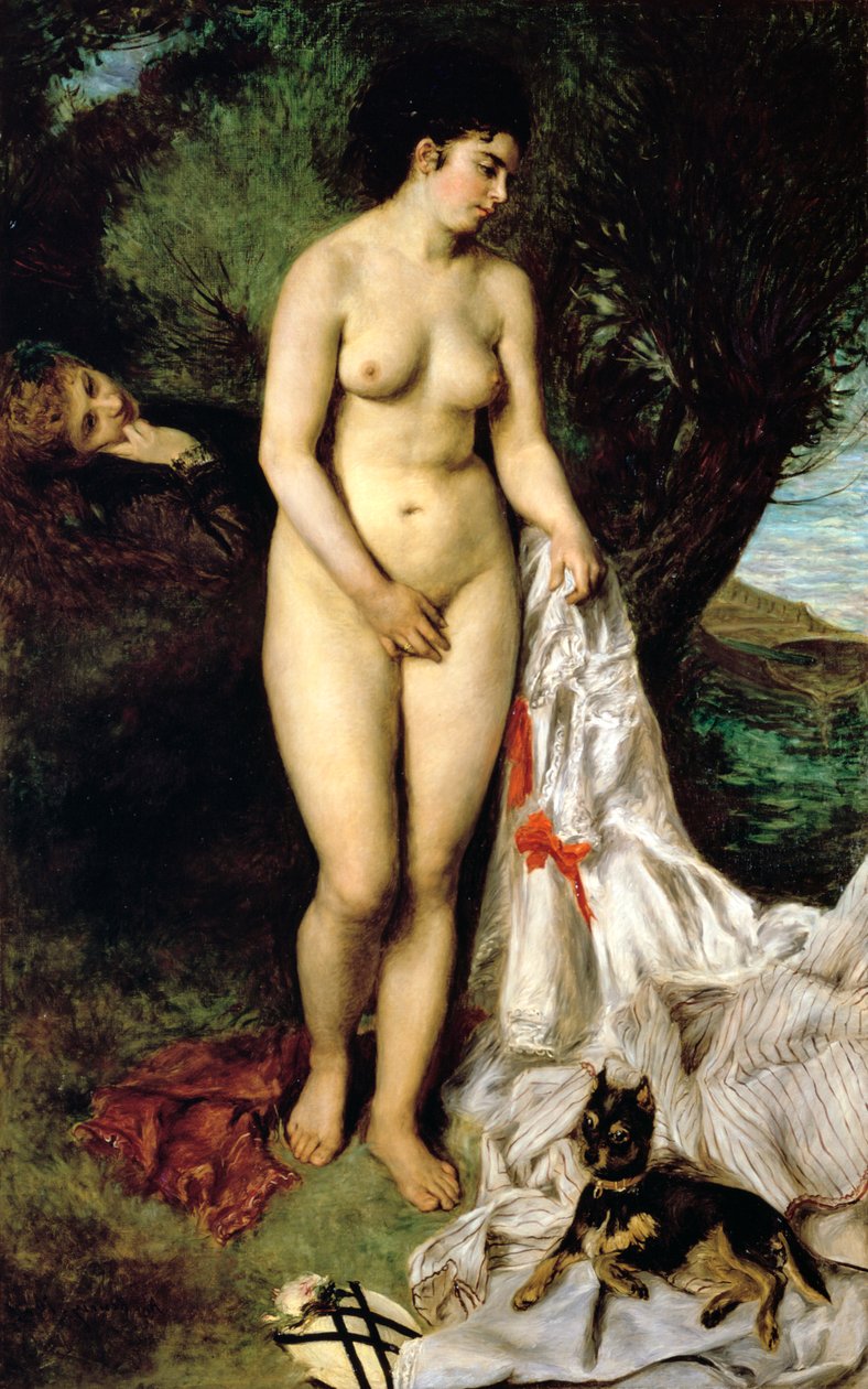 Bather The Bather med en griff, 1870 av Pierre Auguste Renoir
