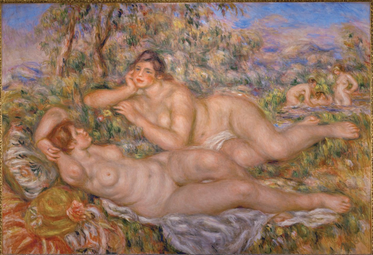 Badende kvinner (olje på lerret) av Pierre Auguste Renoir