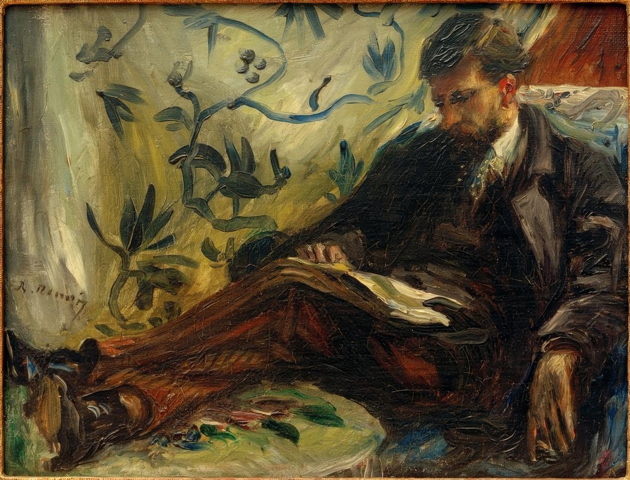 Portrett av Edmond Maître på sofaen av Pierre Auguste Renoir
