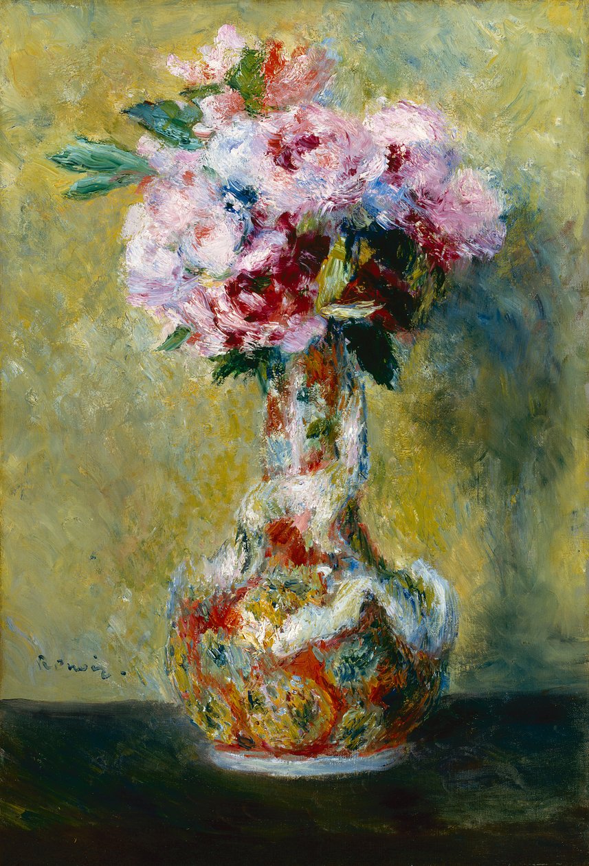 ""Bukett med blomster i en japansk vase"" (japonisme) Maleri av Pierre Auguste Renoir (1841-1919) 1878 Indianapolis Museum of Art USA av Pierre Auguste Renoir
