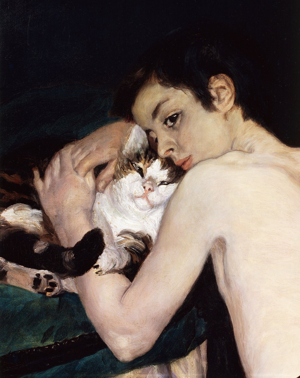 Gutt med en katt, av Pierre-Auguste Renoir av Pierre-Auguste Renoir