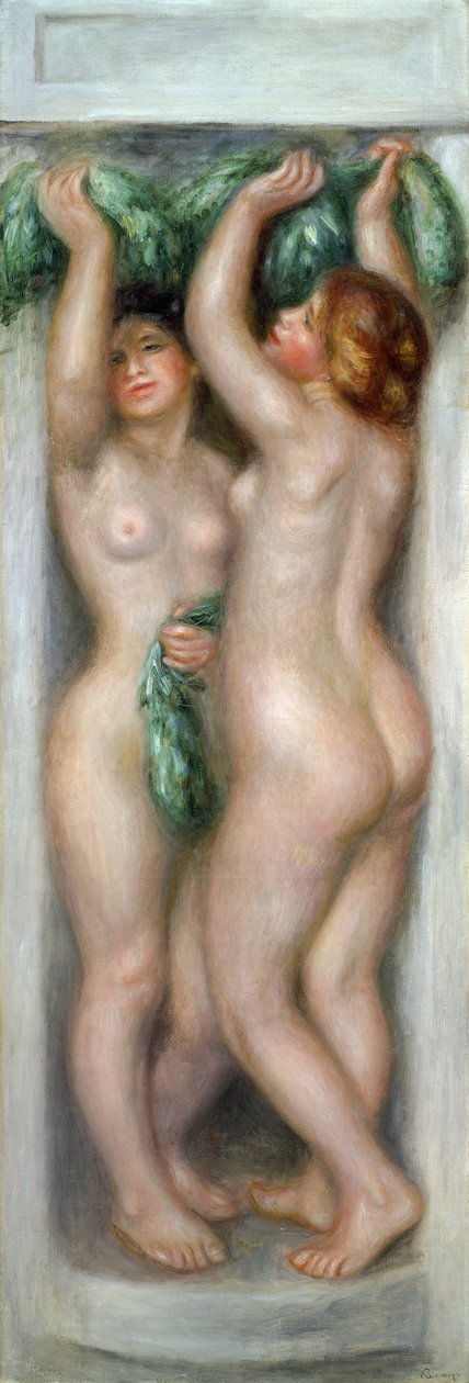 Karyatider, ca. 1910 (olje på panel) av Pierre Auguste Renoir