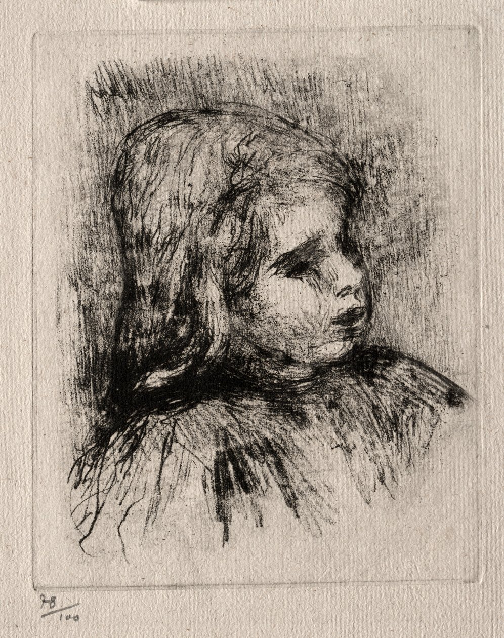 Claude Renoir, tre fjerdedeler til høyre av Pierre Auguste Renoir