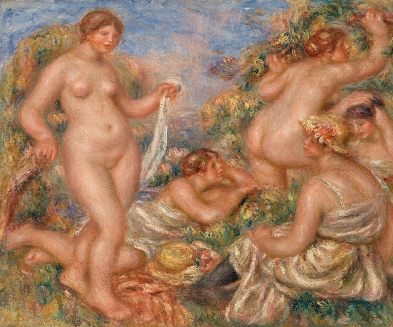 Komposisjon, fem badende av Pierre Auguste Renoir