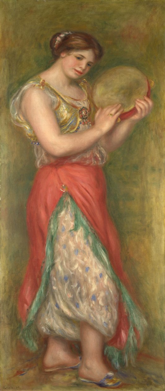 Dansende jente med tamburin, 1909 av Pierre Auguste Renoir