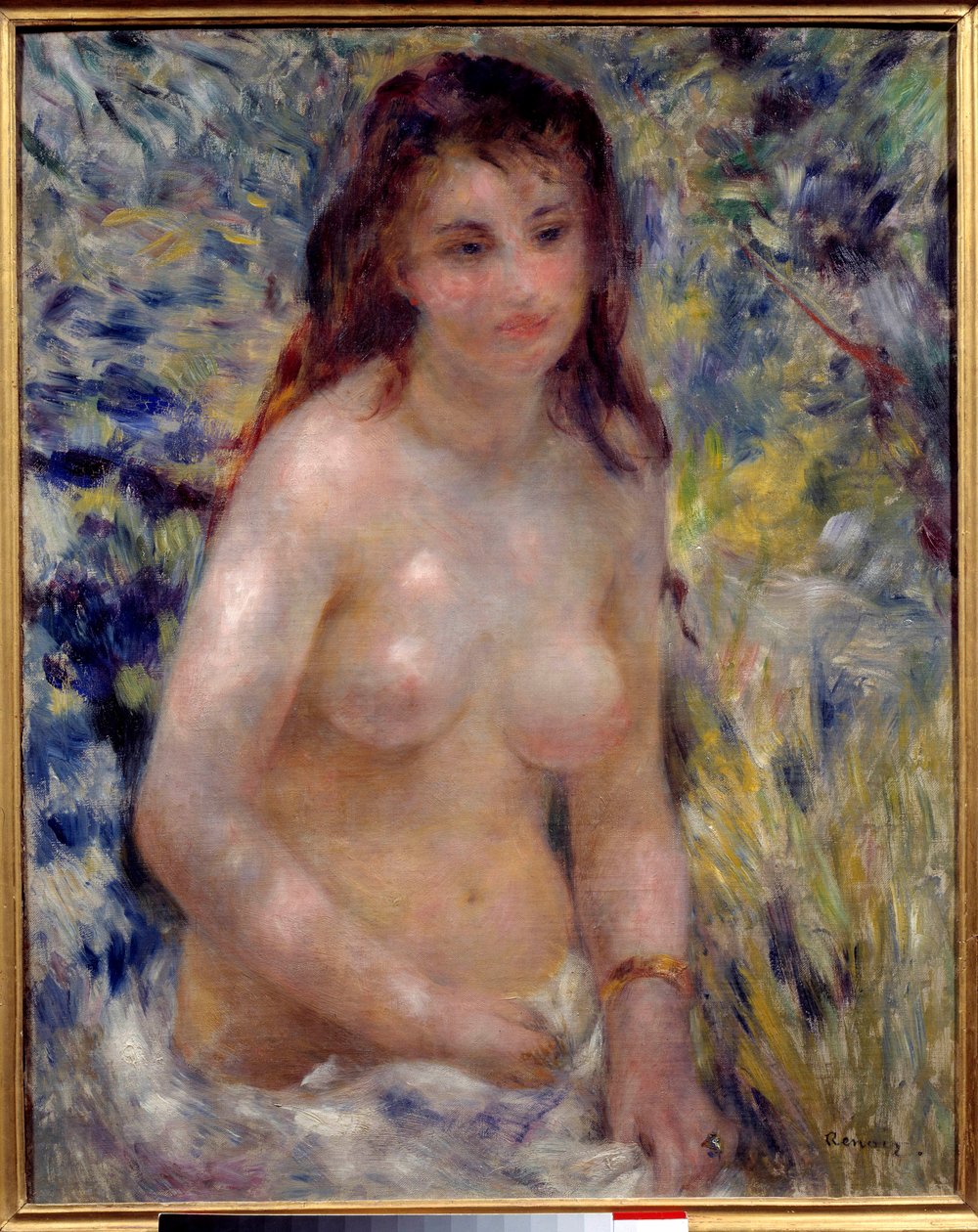 Etude de torso, effet de soleil Maleri av Pierre Auguste Renoir (1841-1919) 1875 Dim. 0,81x0,65 m Paris, musee d