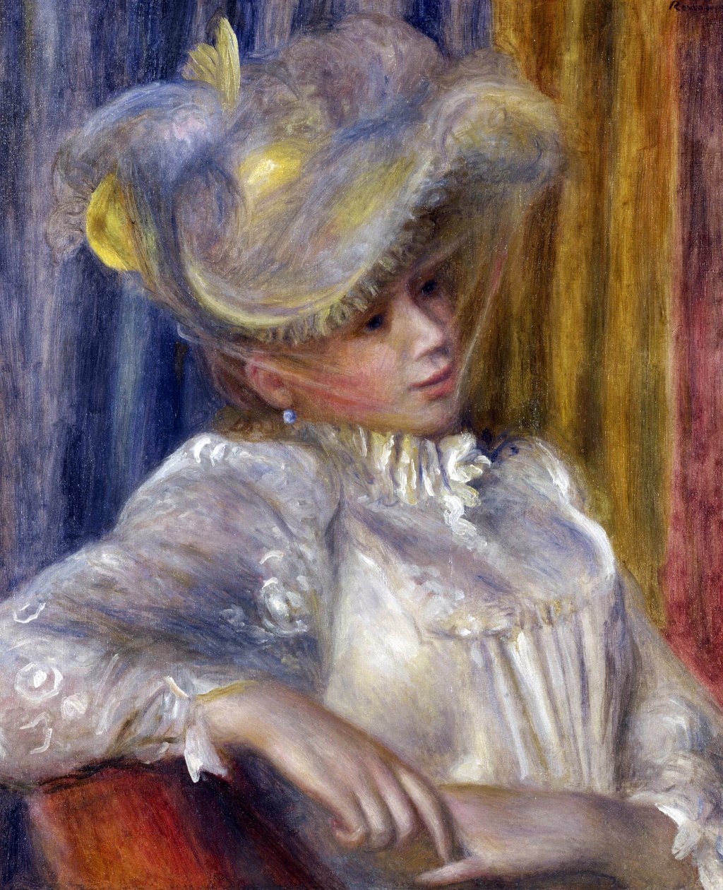 ""Kvinne med hatt"" Maleri av Pierre Auguste Renoir (1841-1919) 1891 Dim 56x46,5 cm National Museum of Western Art, Tokyo av Pierre Auguste Renoir