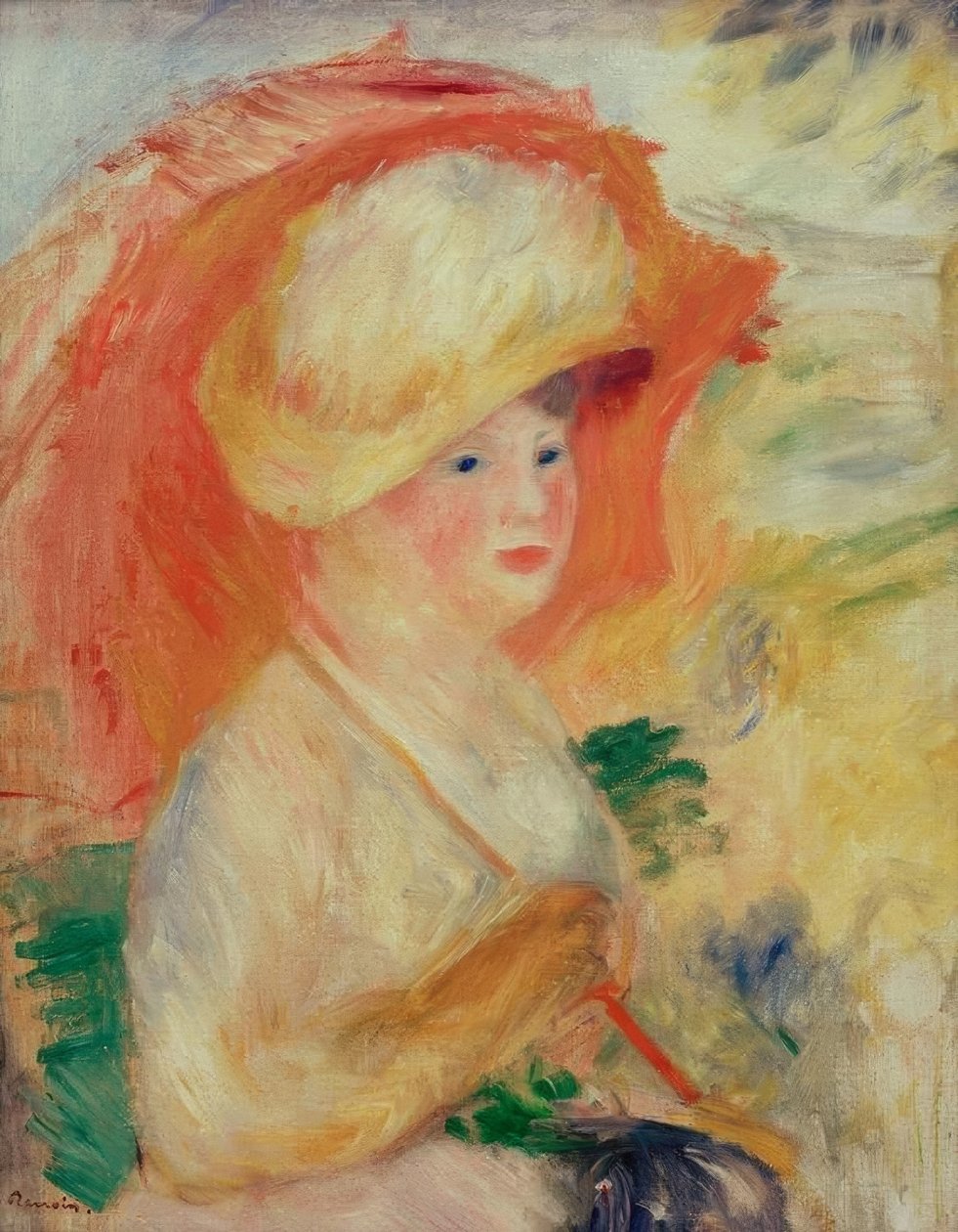 Kvinne med parasoll av Pierre Auguste Renoir