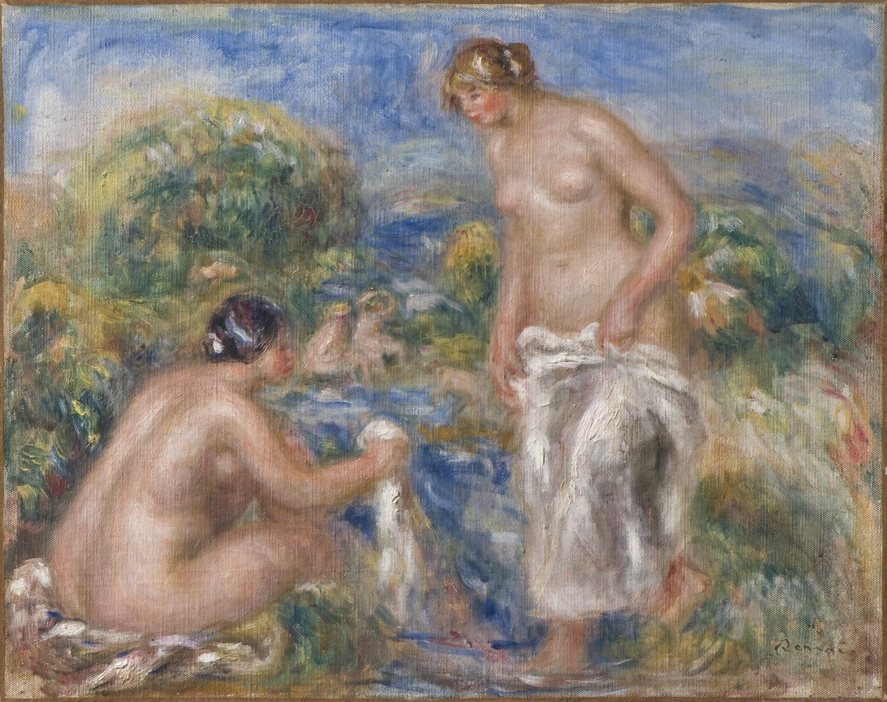 Femmes au bain - Badende kvinner, av Renoir, Pierre Auguste (1841-1919). Olje på lerret. c. 1915-1916. Mål: 40,5x51 cm. Nationalmuseum Stockholm av Pierre Auguste Renoir