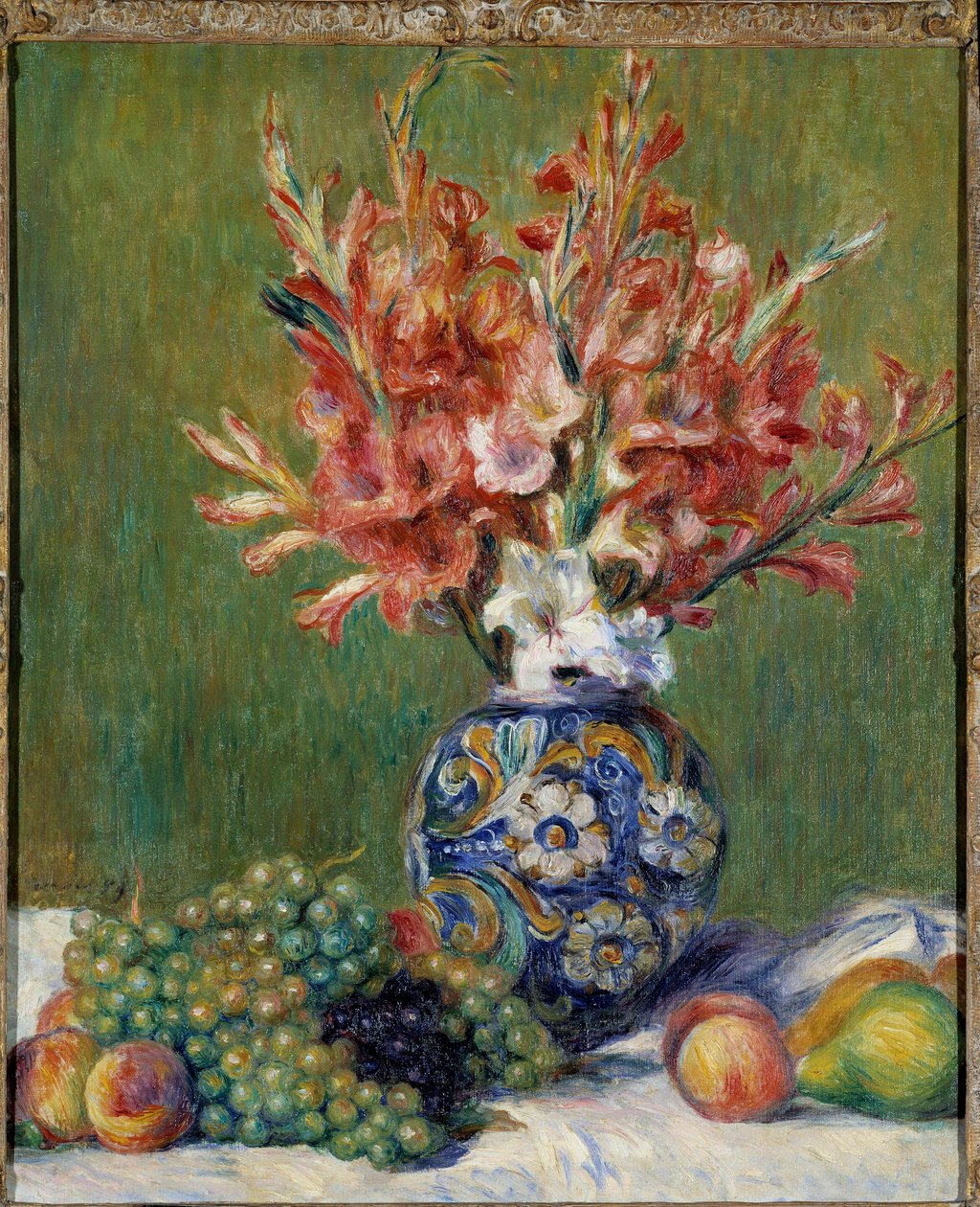Blomster og fruktmaleri av Pierre Auguste Renoir (1841-1919) 1889 privat samling av Pierre Auguste Renoir