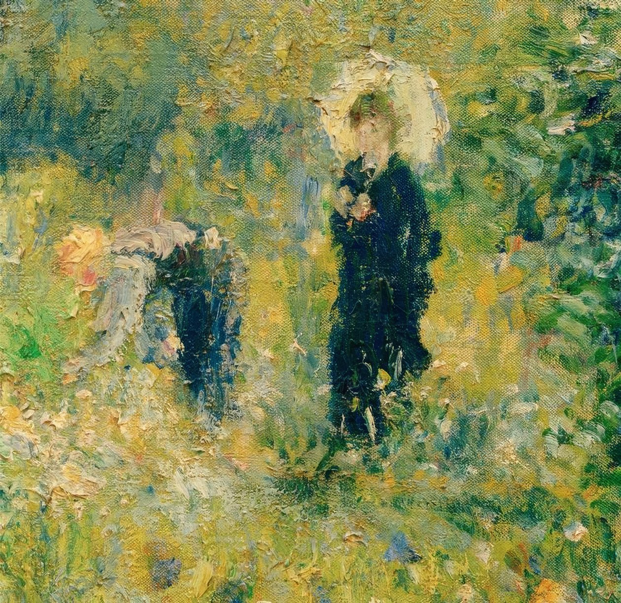 Kvinne med parasoll i en hage av Pierre Auguste Renoir