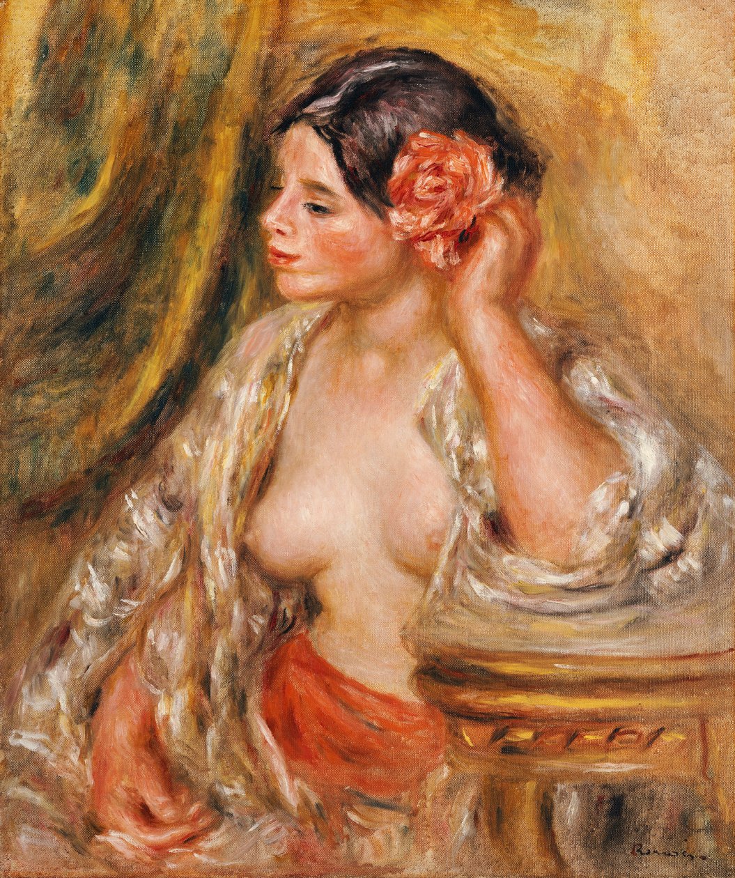 Gabrielle har frisyren sin, 1910 av Pierre Auguste Renoir