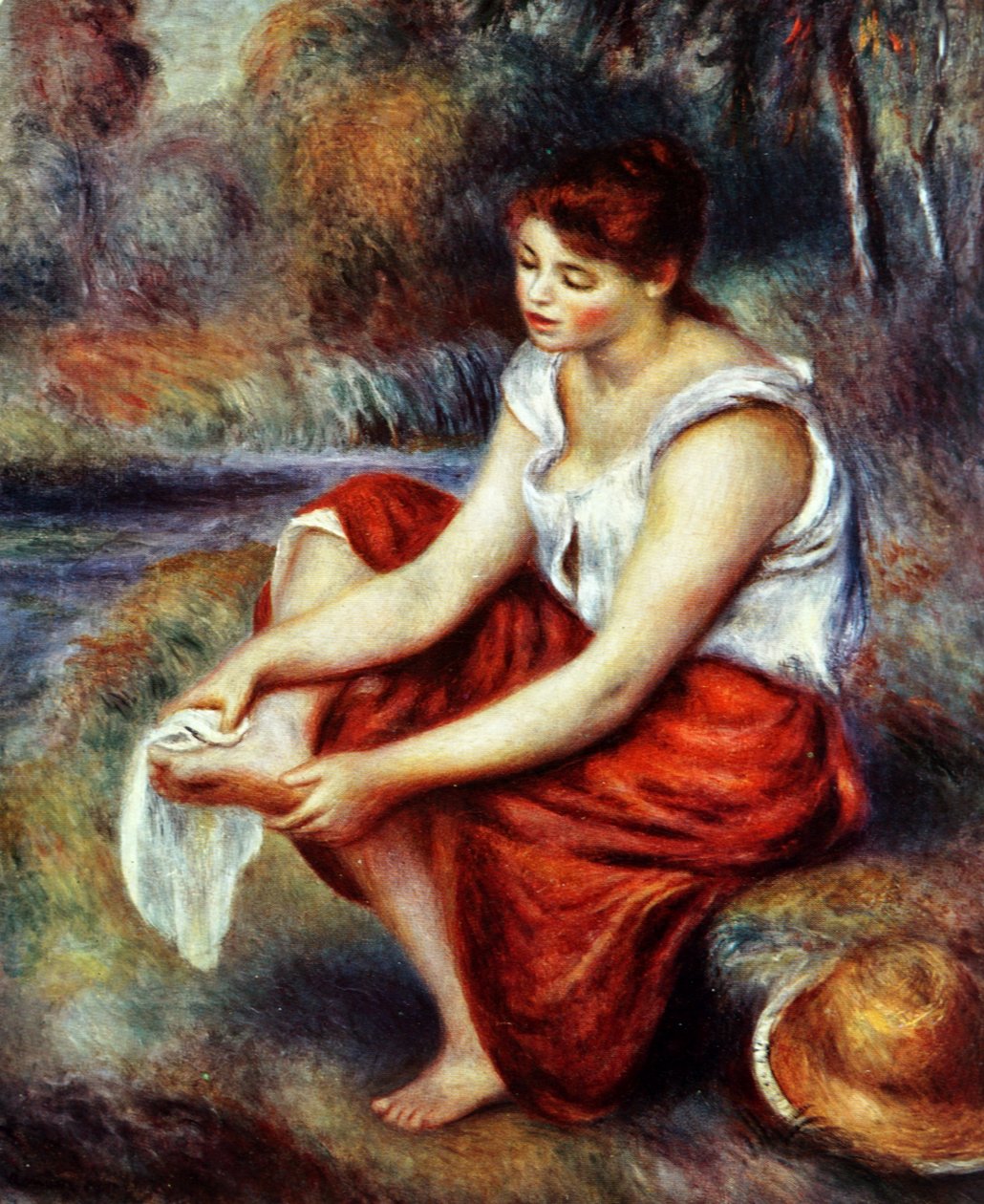 Jente som tørker føttene av Pierre Auguste Renoir