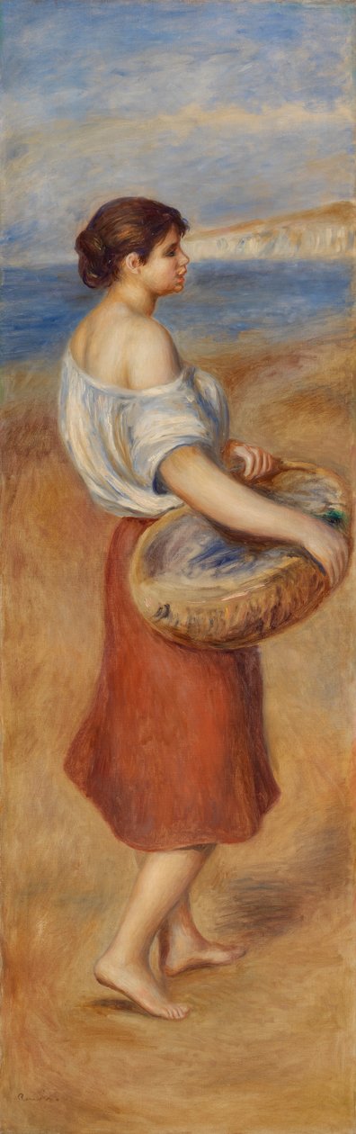 Jente med kurv med fisk av Pierre Auguste Renoir