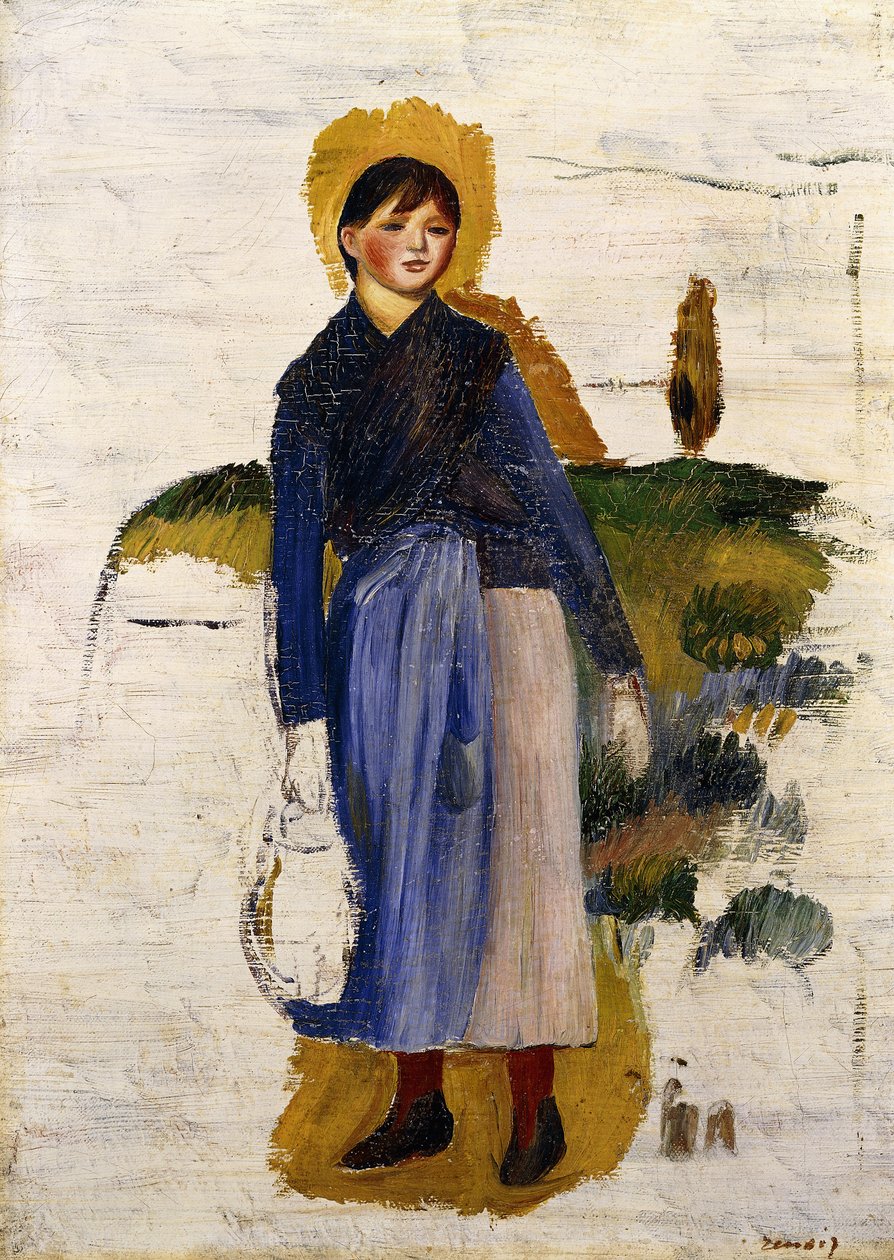 Jente med røde strømper, 1886 av Pierre Auguste Renoir