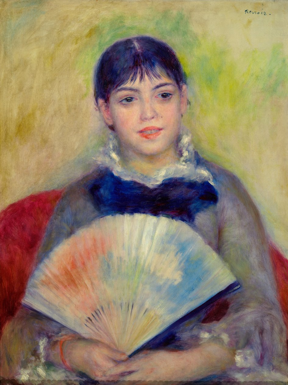Jente med fan av Pierre Auguste Renoir