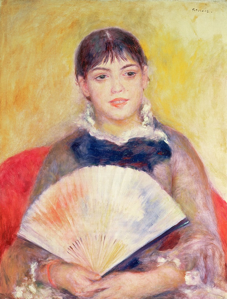 Jente med fan av Pierre Auguste Renoir