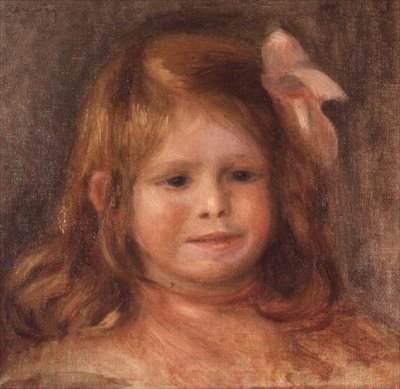 Jente med rosa sløyfe av Pierre Auguste Renoir