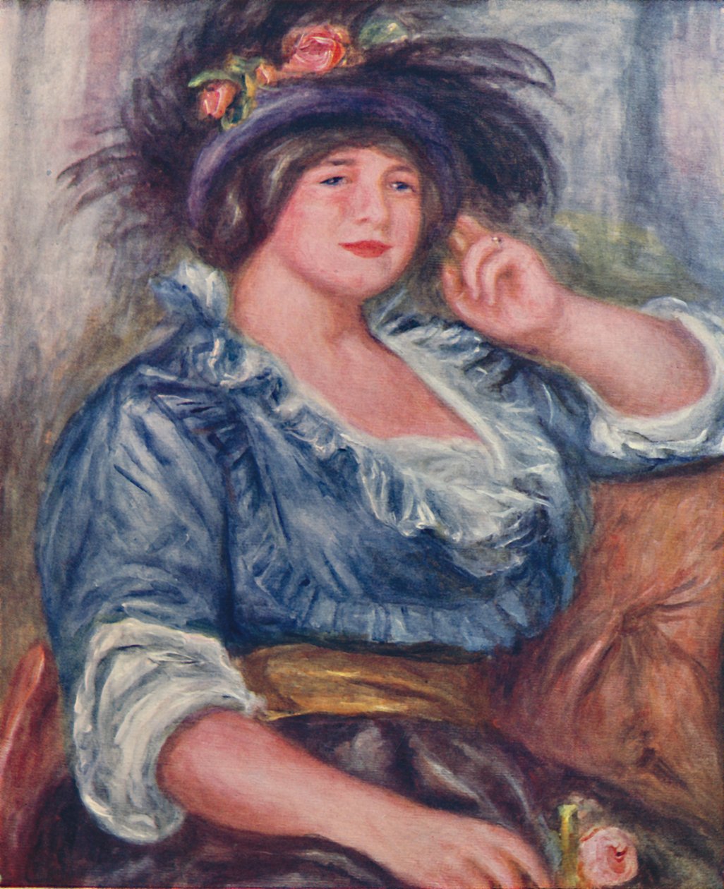 Jente med en rose, 1913, 1923 av Pierre Auguste Renoir