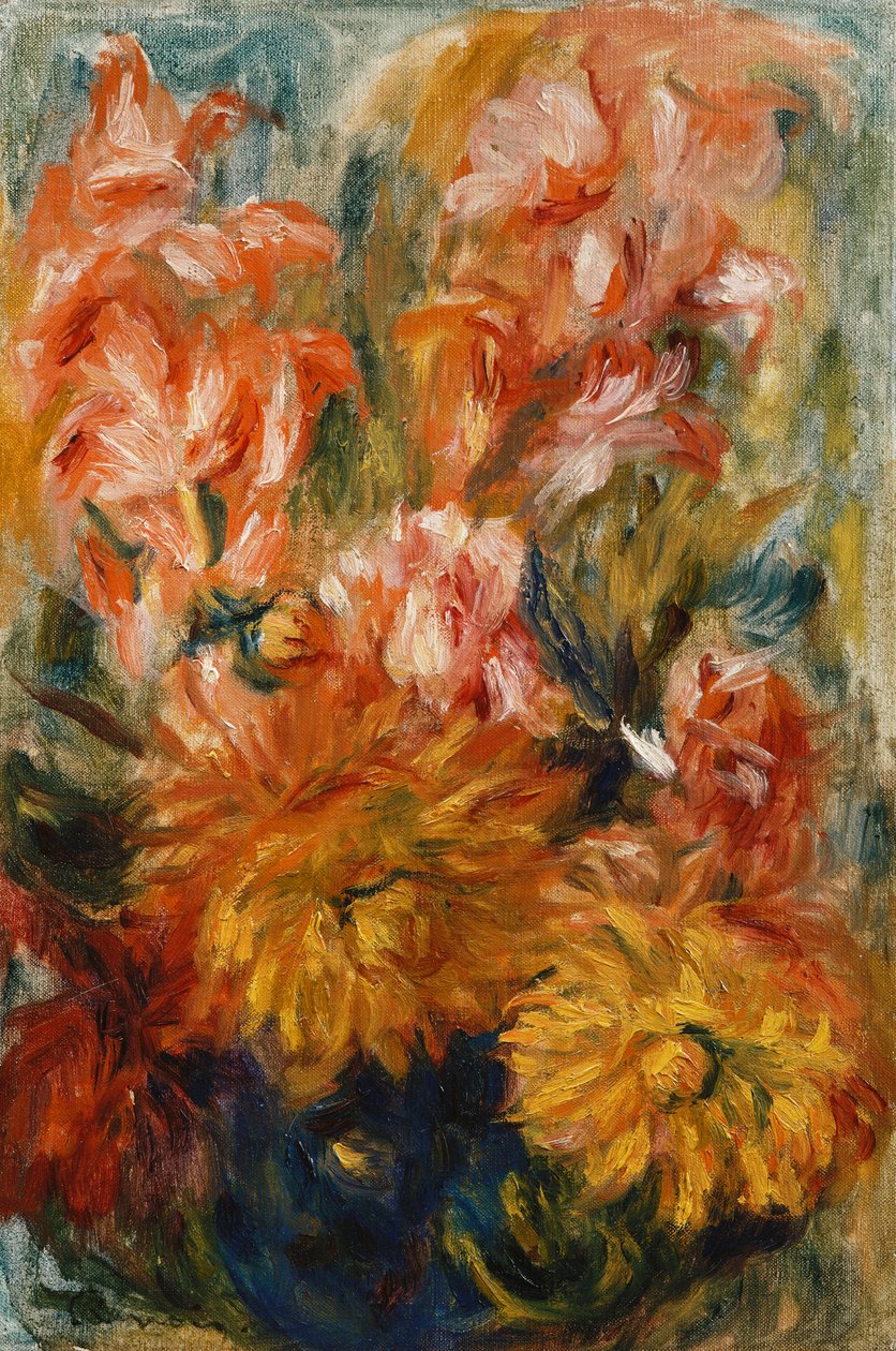 Gladioler i en blå vase; Gladiolus i en blå vase, av Pierre Auguste Renoir