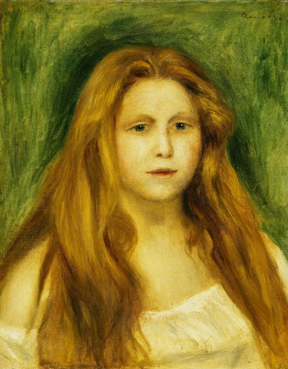 Head of Girl; Leder for en ung jente, 1888 av Pierre Auguste Renoir