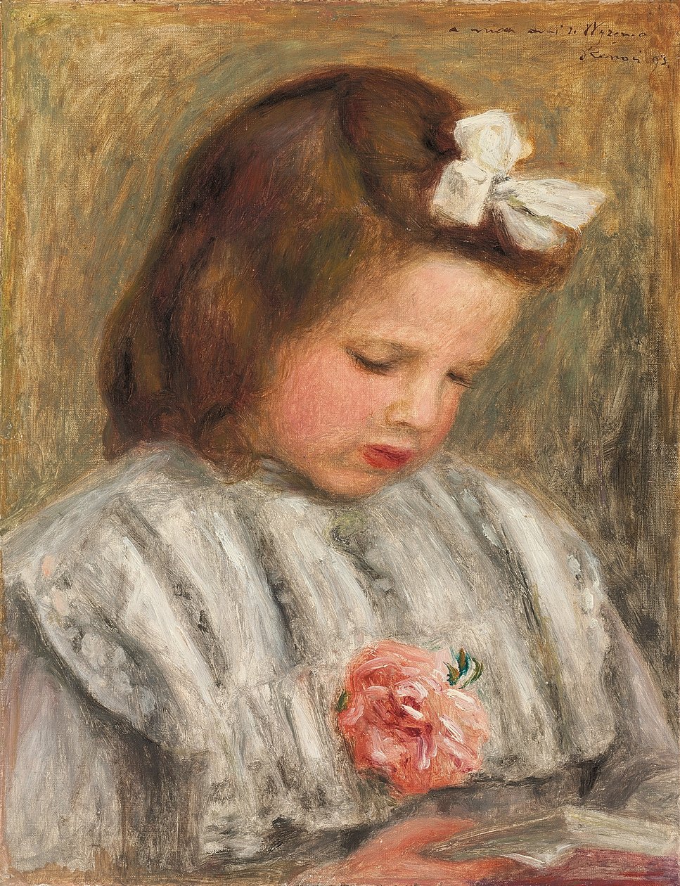 Hodet til en jente; Tete de fillette, c. 1893 av Pierre Auguste Renoir
