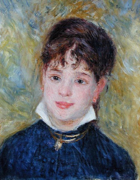 Head of a Young Woman (Jeanne Samary) ca. 1877-79 (olje på lerret) av Pierre Auguste Renoir