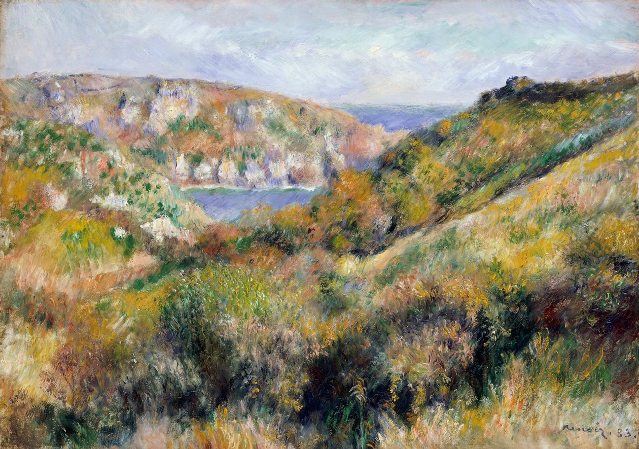 Åsene rundt Moulin Huet-bukten, Guernsey, 1883. av Pierre Auguste Renoir