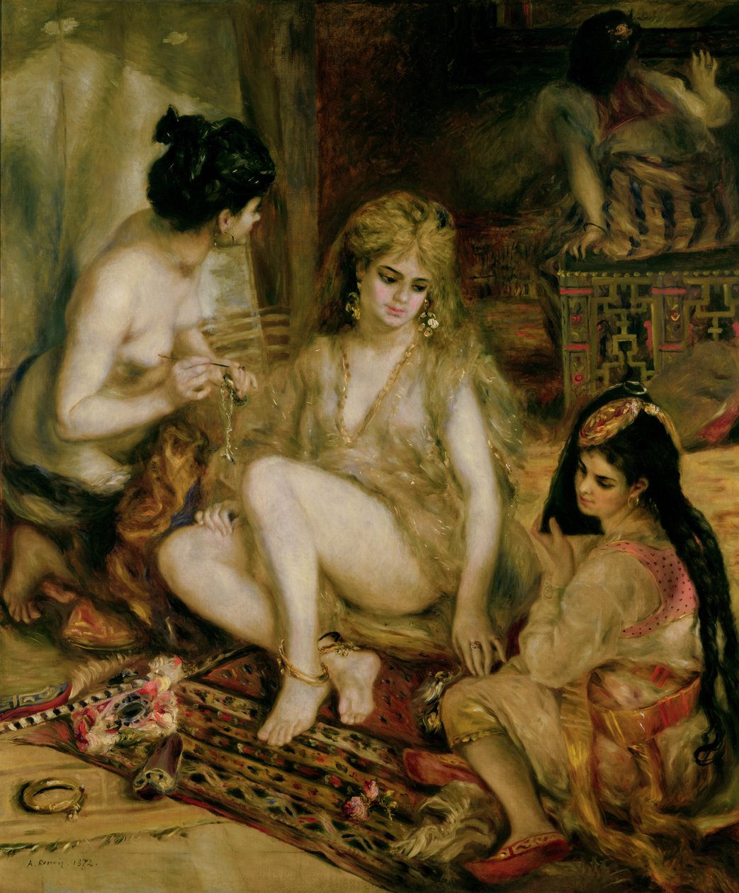 Interiør i et harem i Montmartre, parisiske kvinner kledd som algeriere av Pierre Auguste Renoir
