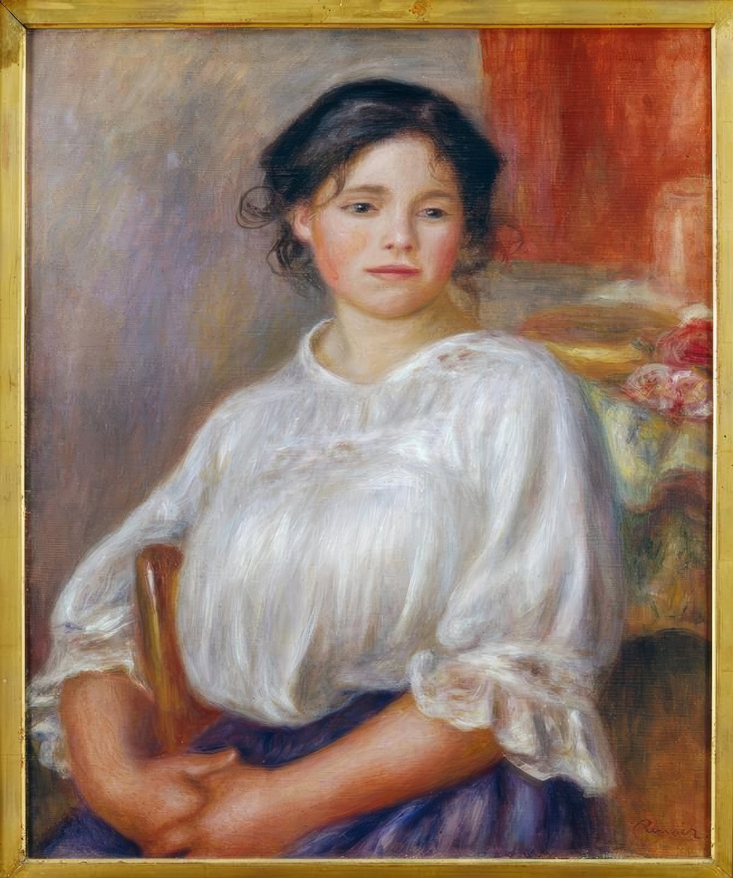 Ung jente sitter av Pierre Auguste Renoir