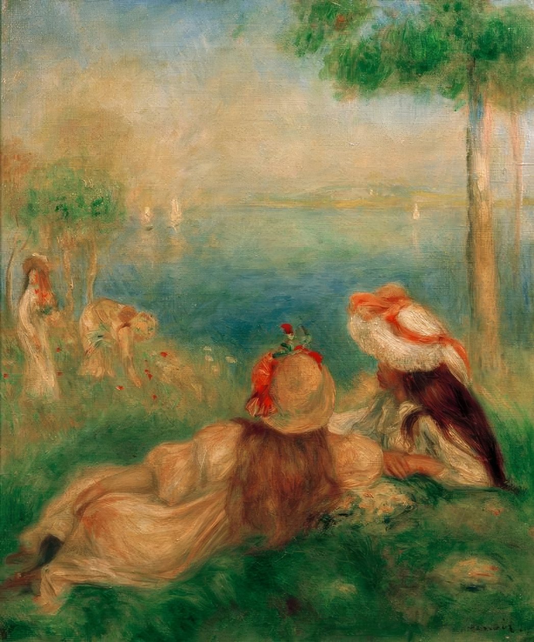 Unge jenter ved sjøen av Pierre Auguste Renoir