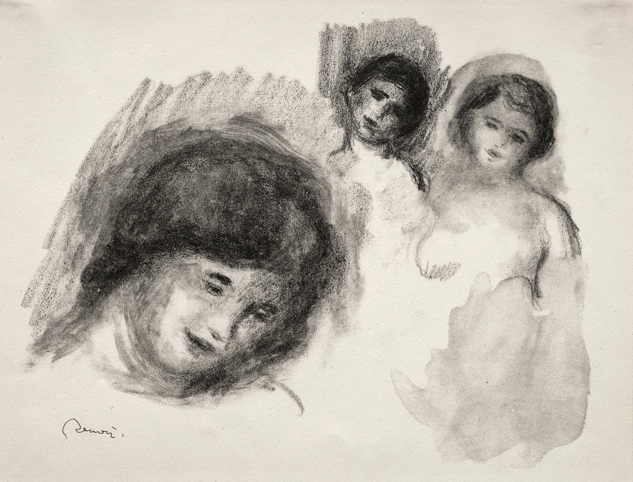 Steinen med tre skisser. av Pierre Auguste Renoir