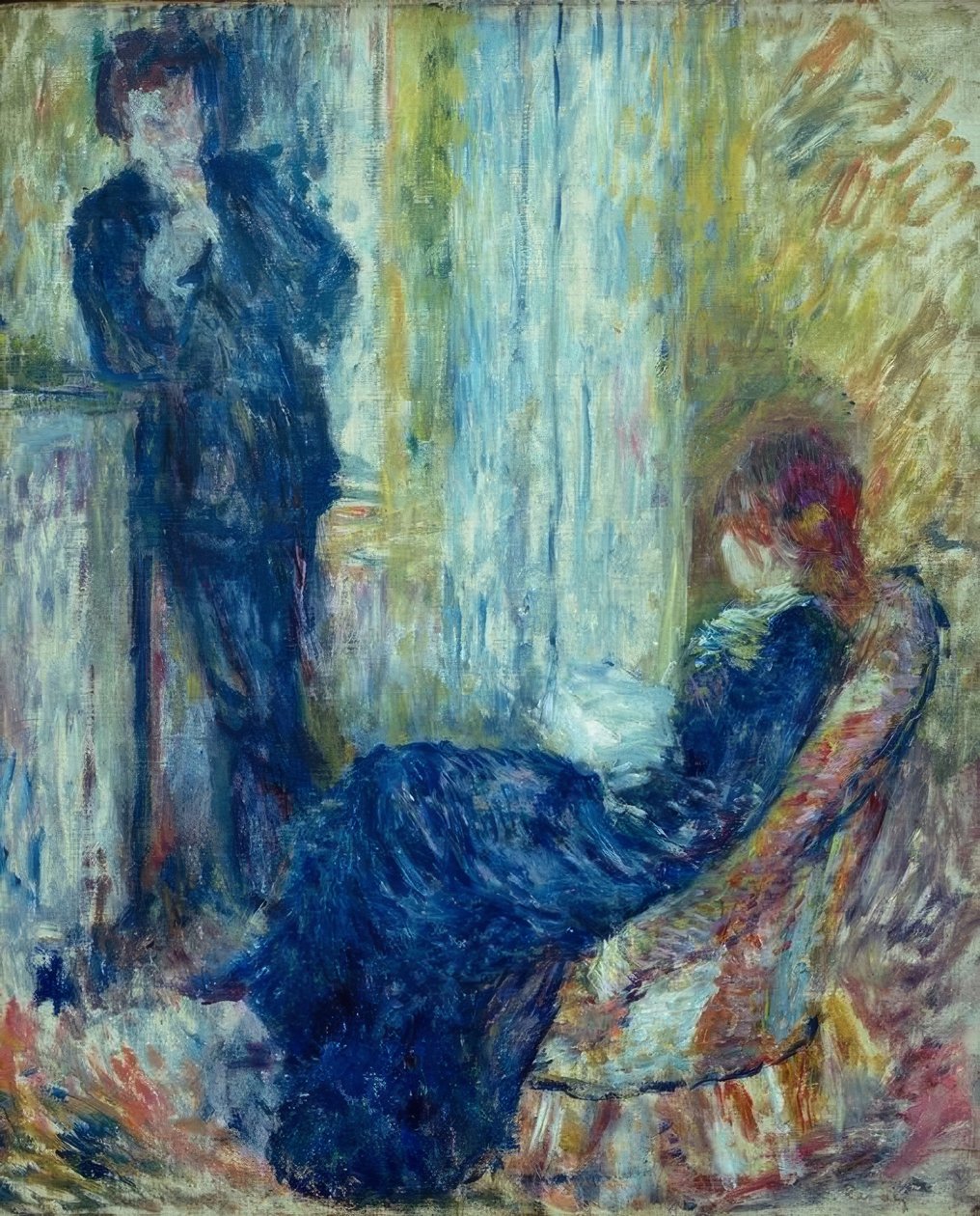 Samtalen. Rivière og Margot. På hjørnet av peisen av Pierre Auguste Renoir