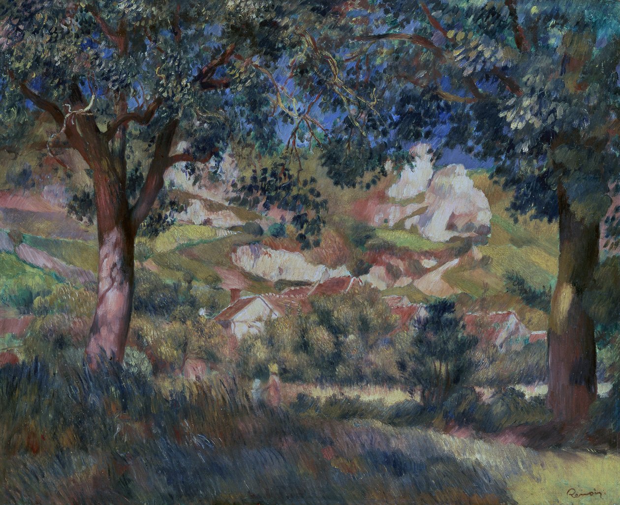 Landskap ved La Roche Guyon, ca. 1887 (olje på lerret) av Pierre Auguste Renoir