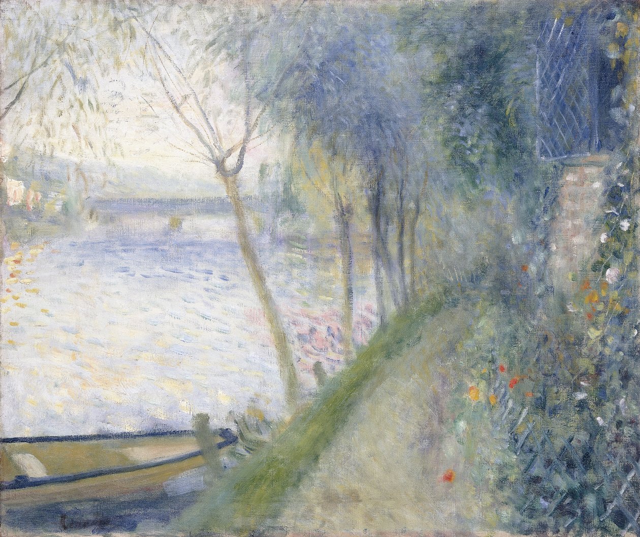 Landskap ved kanten av Seinen med Pont d"Argenteuil av Pierre Auguste Renoir