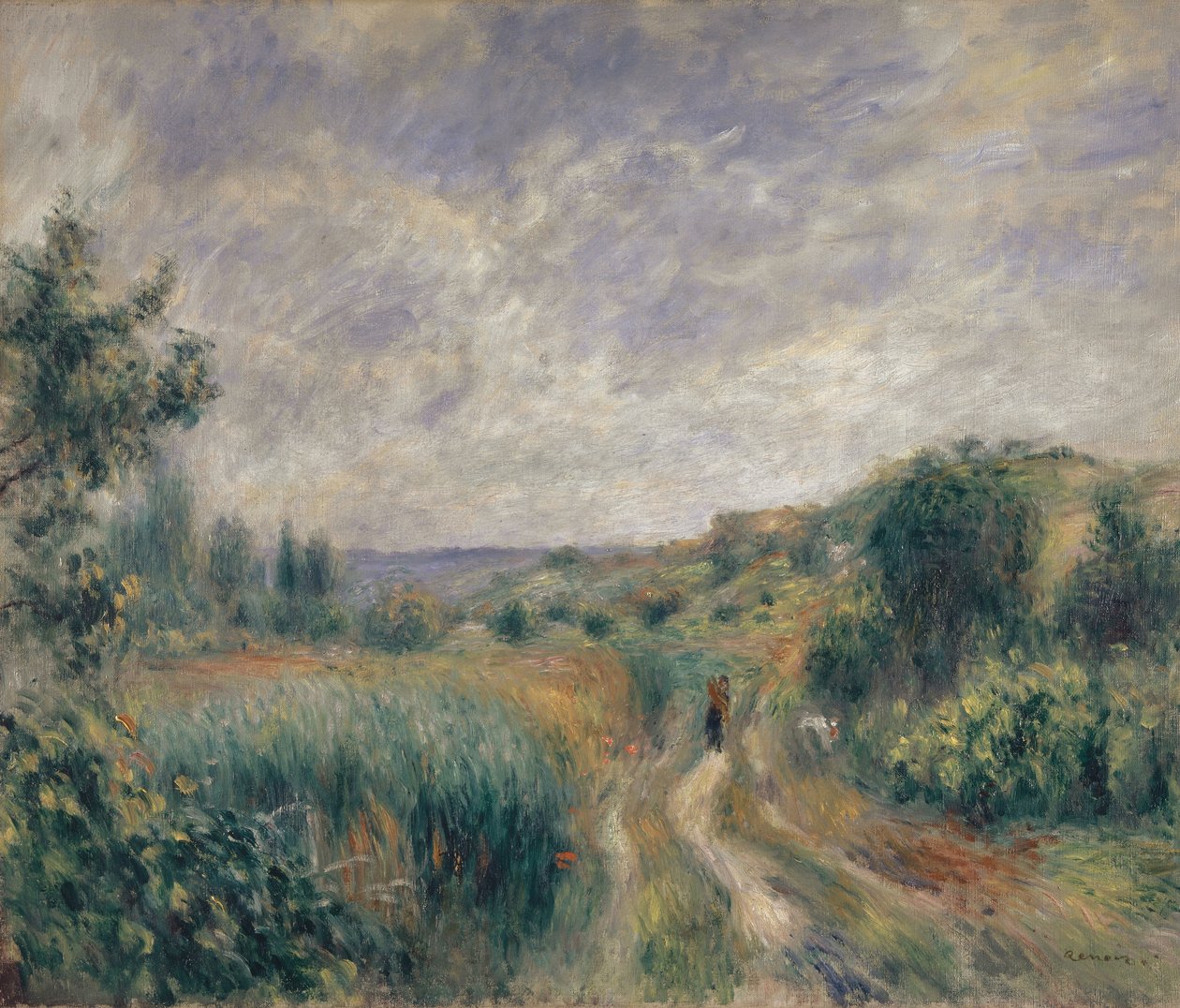 Landskap nær Essoyes Landskap med to figurer på gresset, 1892. av Pierre Auguste Renoir
