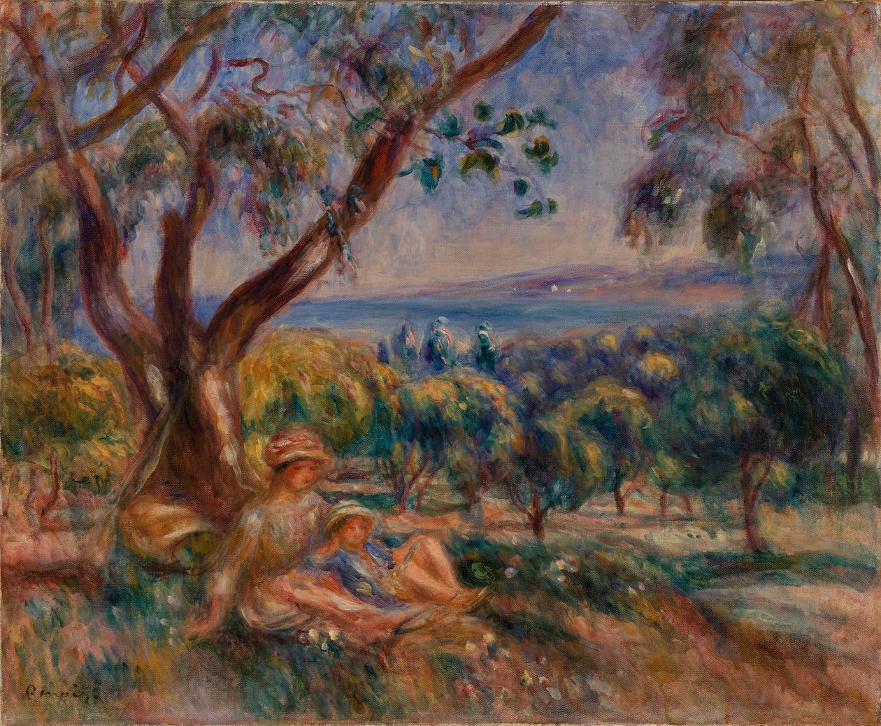 Landskap med figurer, nær Cagnes av Pierre Auguste Renoir