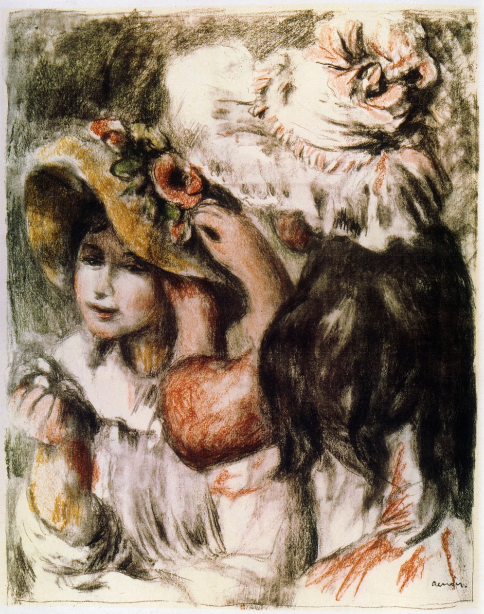 The Pinned Hat Pinning the Hat, 1898 av Pierre Auguste Renoir