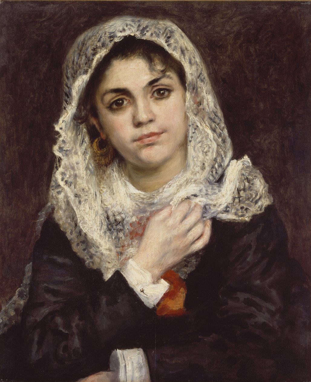 Lise i et hvitt sjal, ca. 1872 av Pierre Auguste Renoir