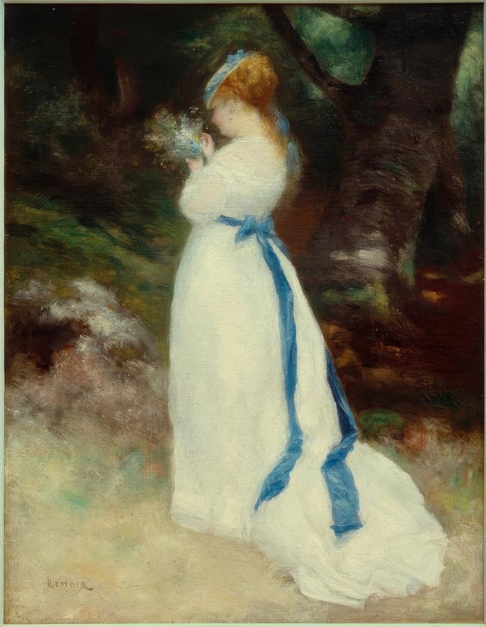 Lise med en bukett blomster i marka av Pierre Auguste Renoir