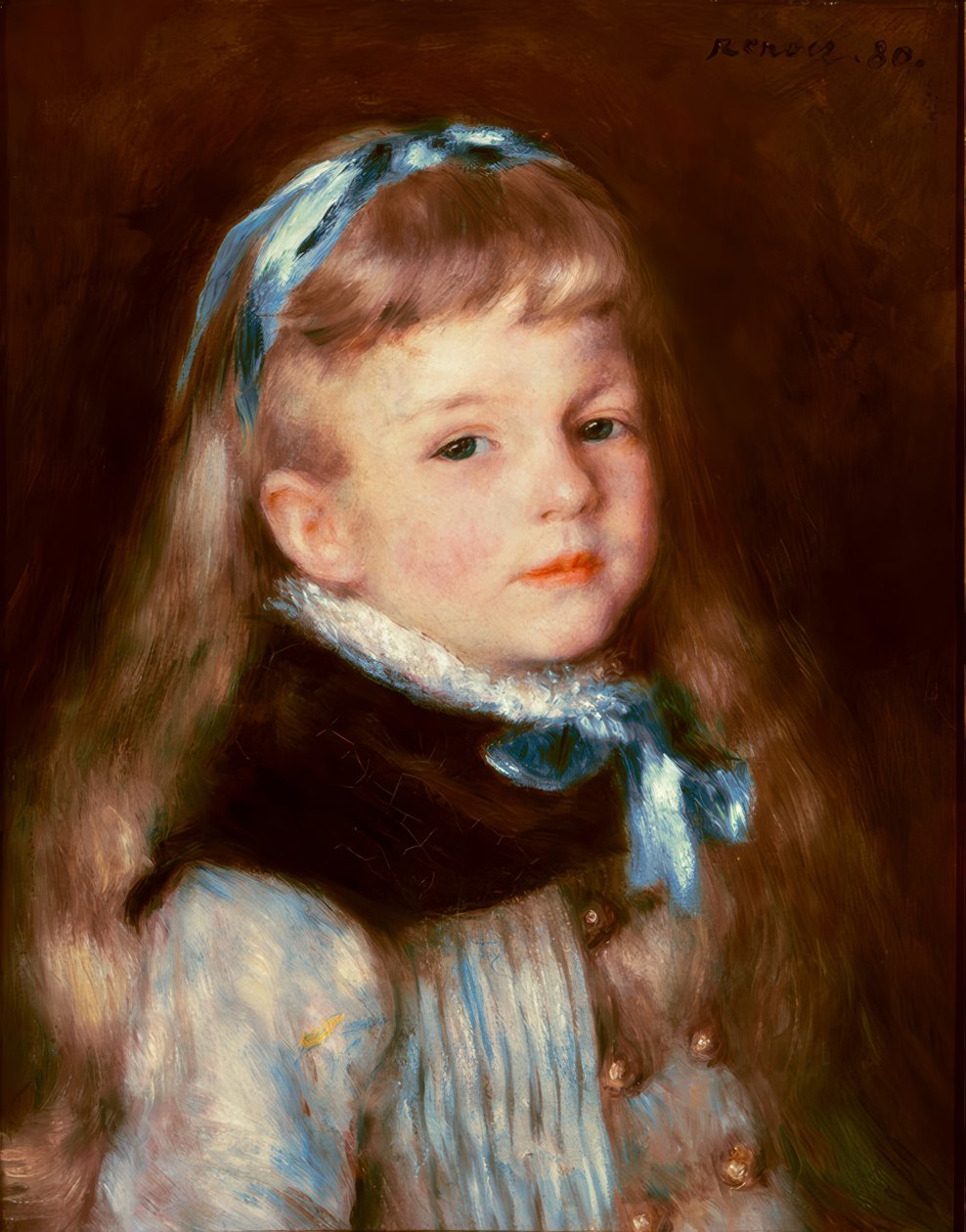 Mademoiselle Grimprel med det blå båndet av Pierre Auguste Renoir