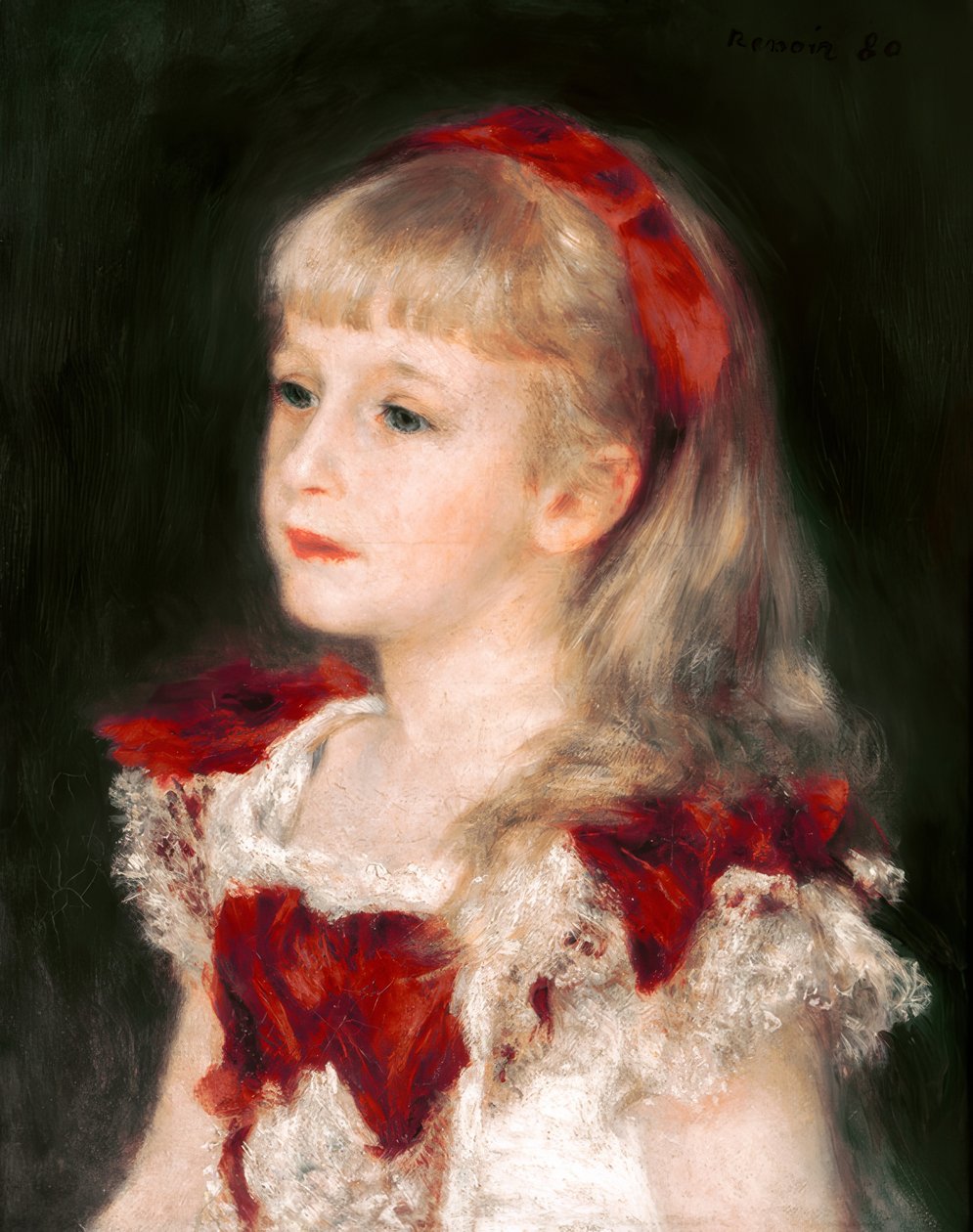 Mademoiselle Grimprel med det røde båndet av Pierre Auguste Renoir